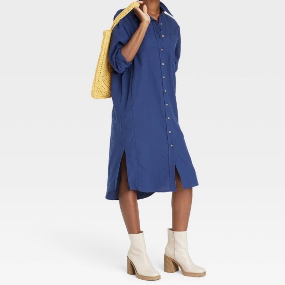 Women's Long Sleeve Button-Down
Shirtdress Universal Thread™ Navy Blue XS NWT